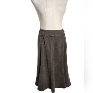 Larry Levine Stretch Vintage Brown Faux Suede Skirt